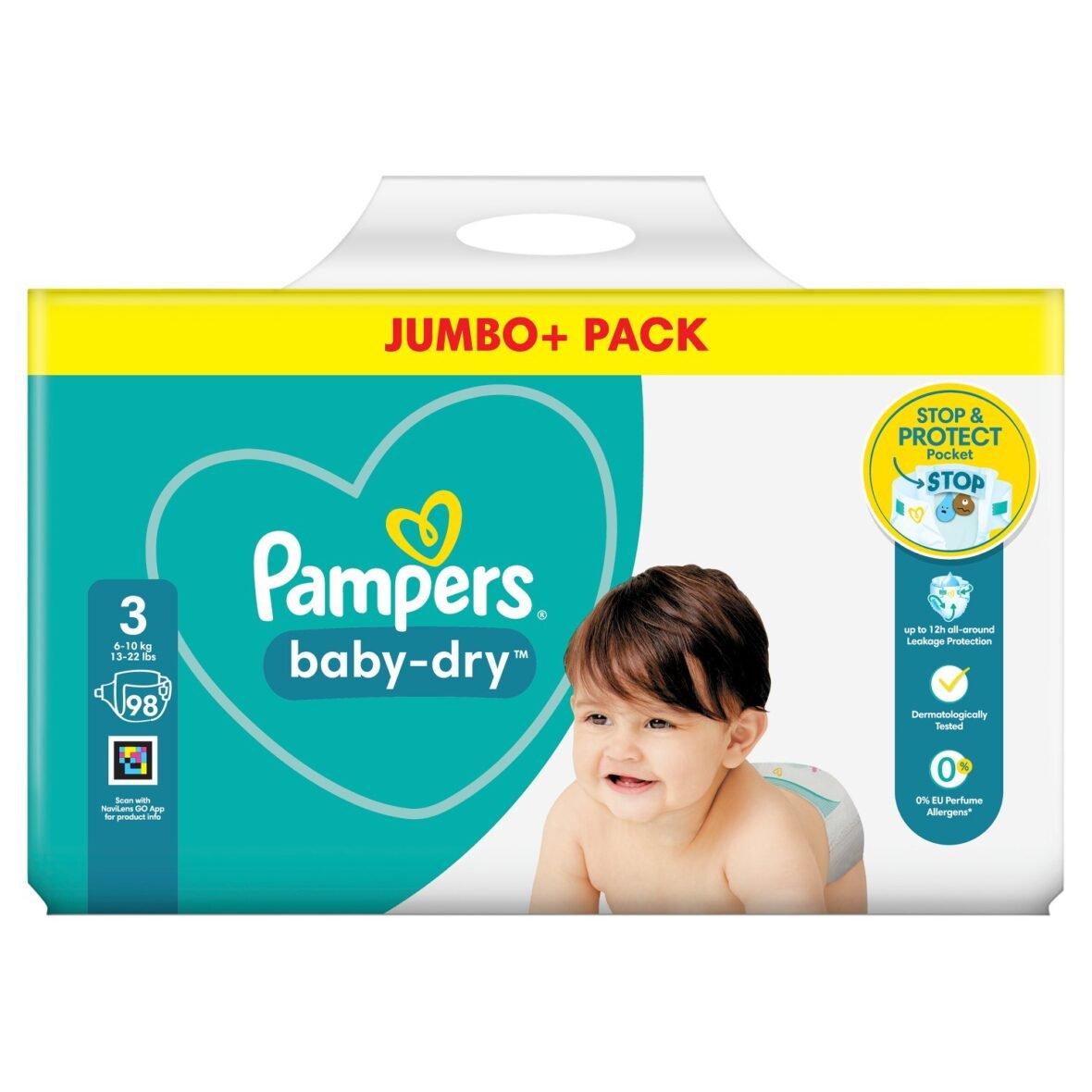 Sauskelnės Pampers Baby Dry, Jumbo Pack, 3 dydis segami (6-10 kg.) 98 vnt.