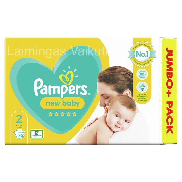 Sauskelnės PAMPERS New Baby 2 dydis, Jumbo Pack (4-8 kg.) 76 vnt.