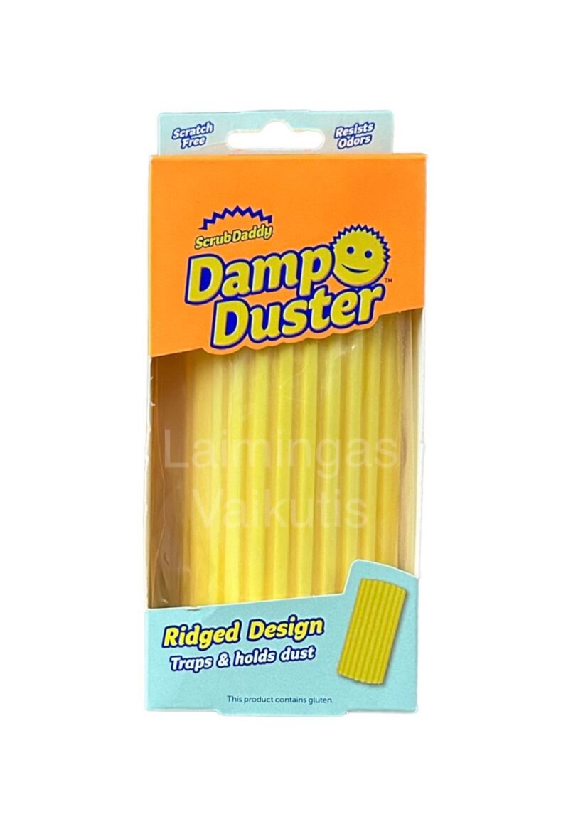 Scrub Daddy Damp Duster dulkių valymo kempinėlė. Geltona