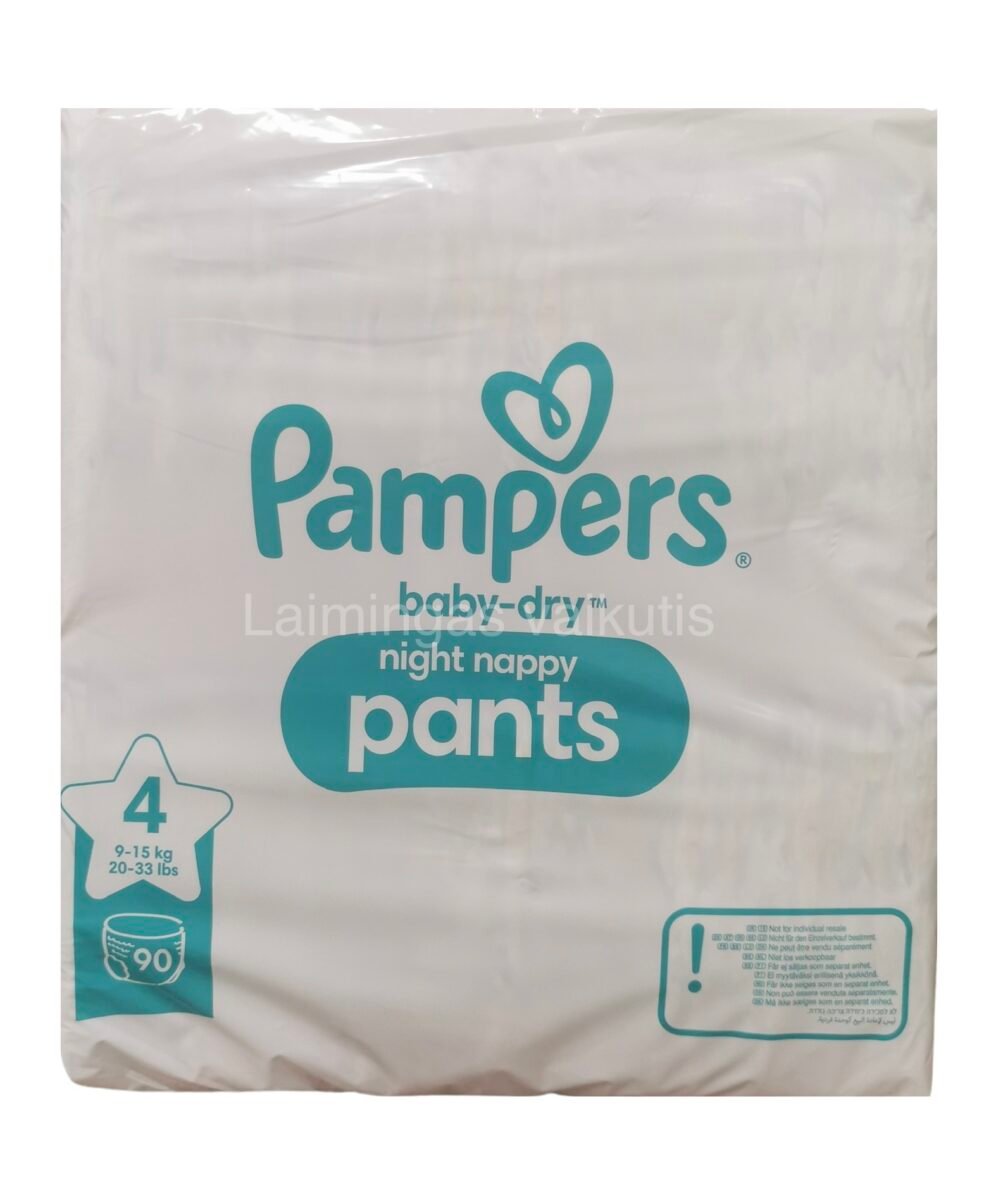 Sauskelnės – kelnaitės PAMPERS Night Pants, 4 dydis (9-15kg.) 90 vnt.