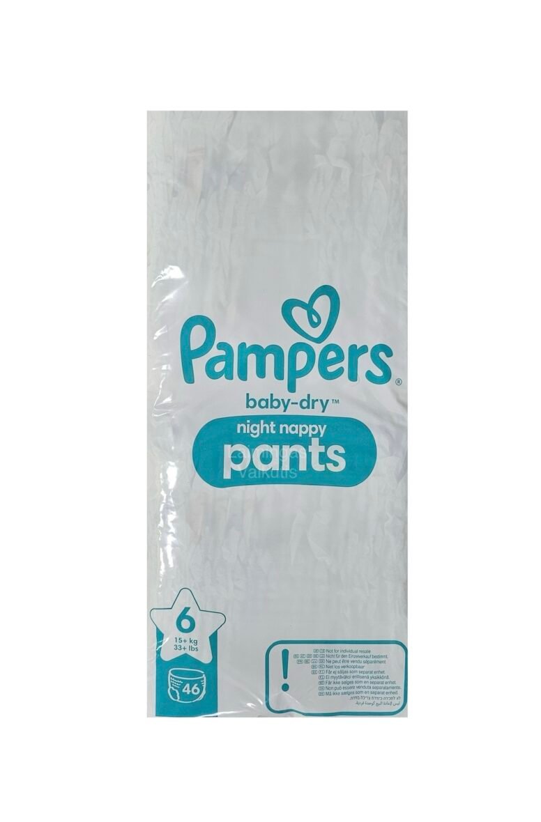 PAMPERS Night Pants, 6 dydis (15+ kg.) 46 vnt.