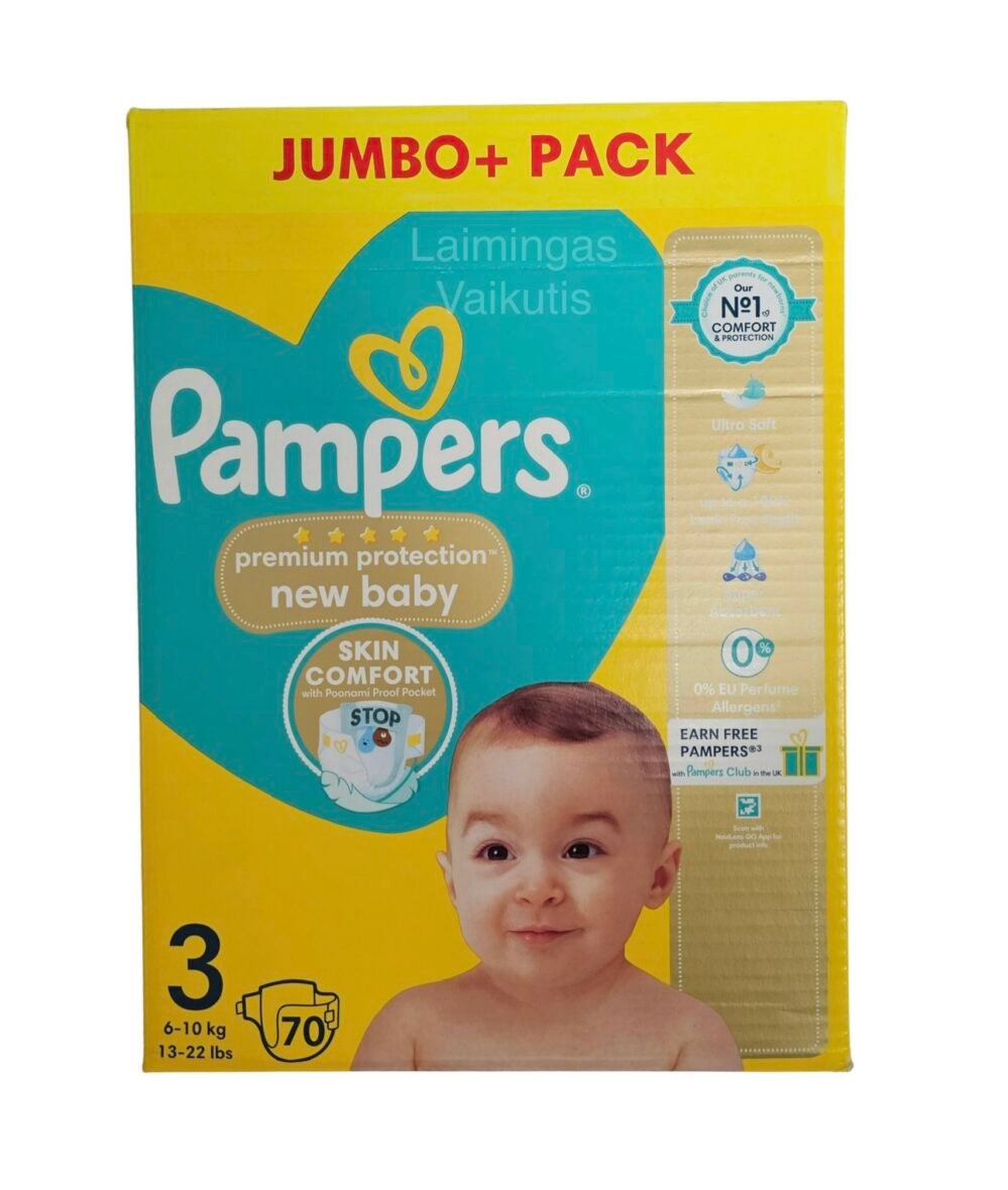 Sauskelnės PAMPERS New Baby 3 dydis Jumbo Pack (6-10 kg.) 70 vnt.