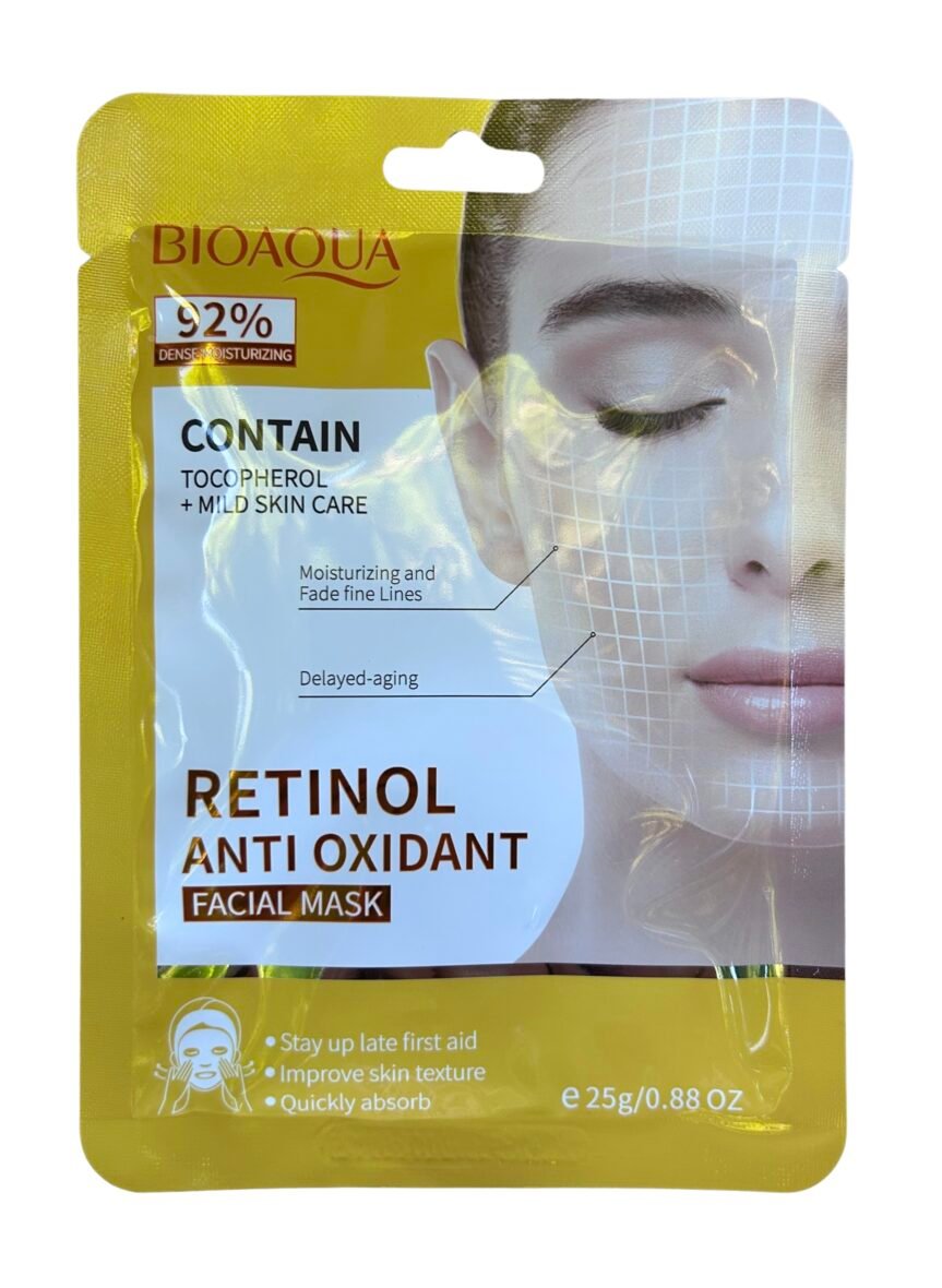 Bioaqua retinolio antioksidacinė lakštinė veido kaukė 25 g.