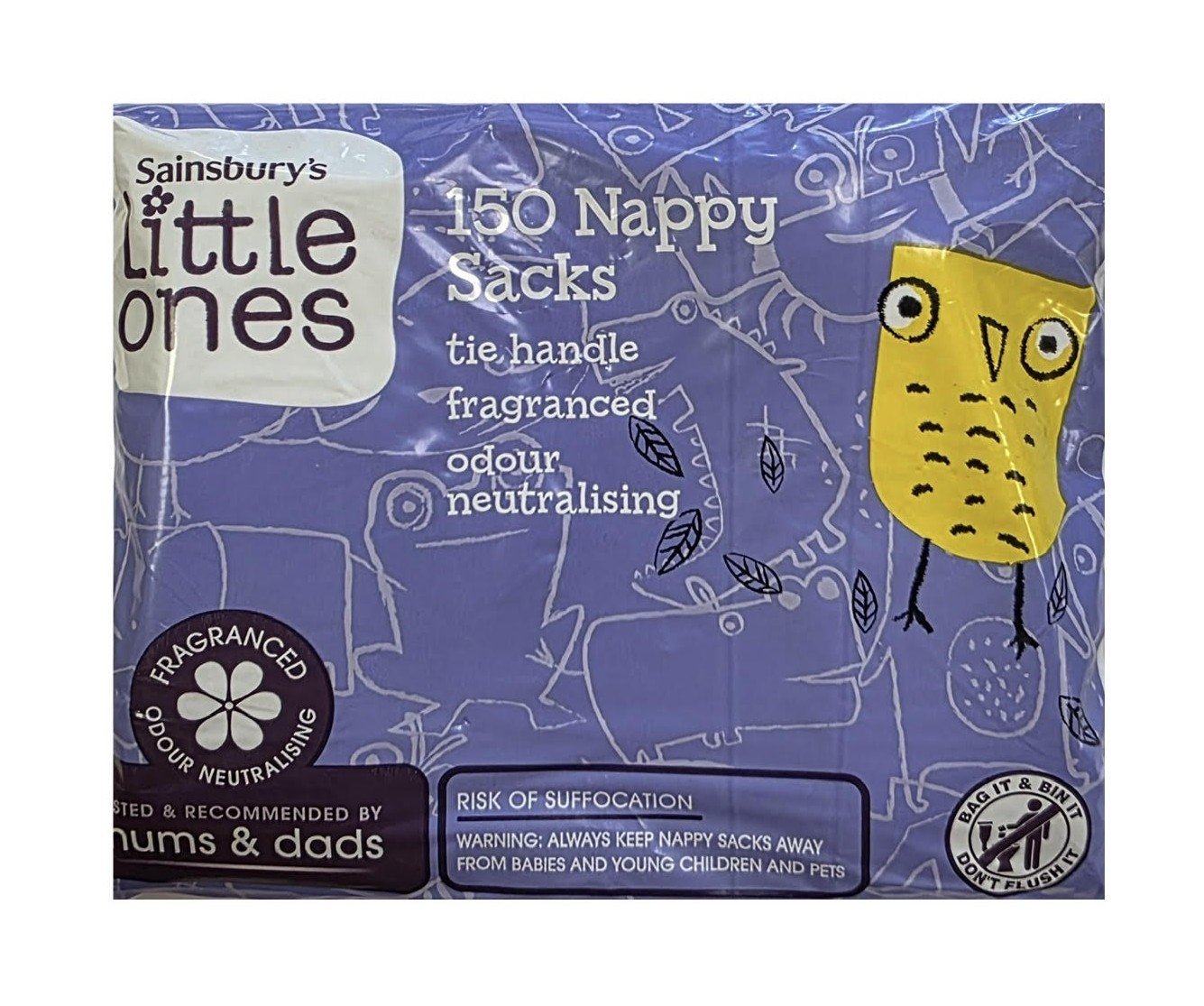 Little ones kvepiantys maišeliai panaudotoms sauskelnėms, 150vnt.