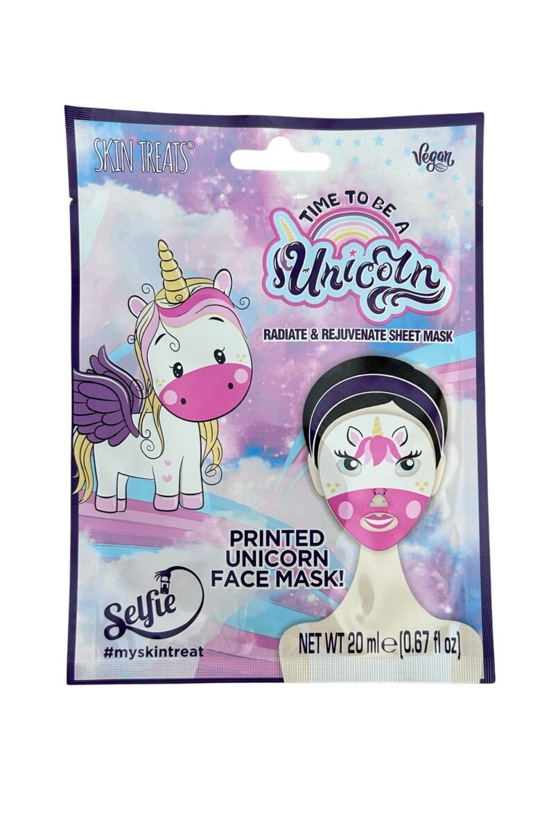 Vaikiška lakštinė veido kaukė „Time to be a Unicorn“ – 20 ml.