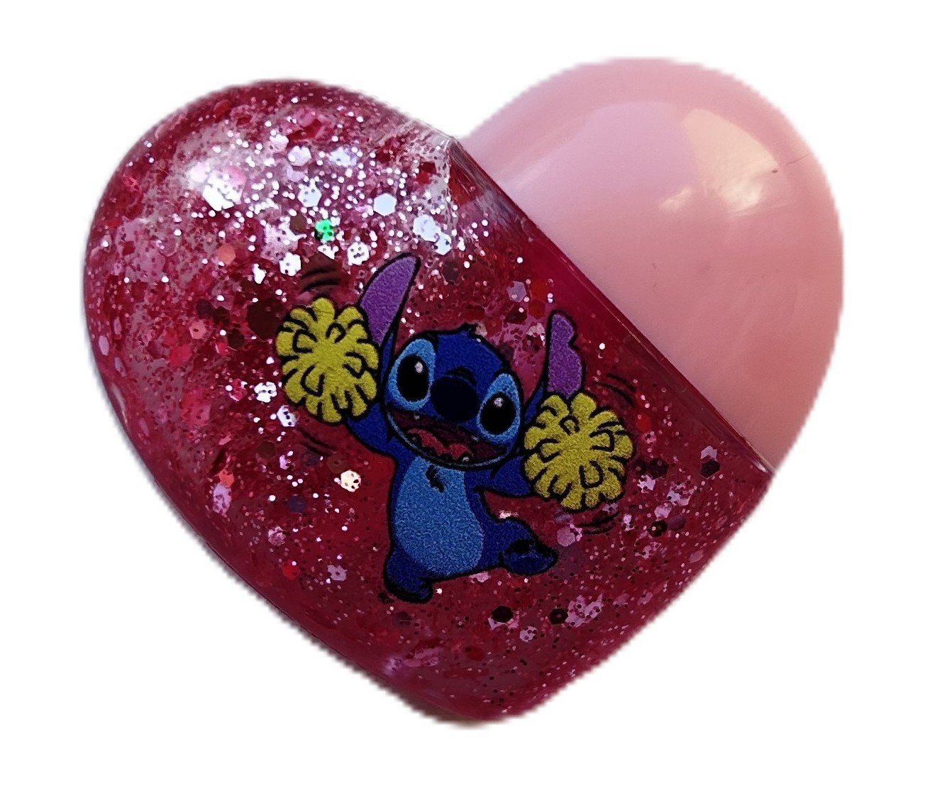 Stitch spalvą keičiantis lūpų blizgis – širdelės formos dizainas 10 g. (šviesiai rožinė pakuotė)